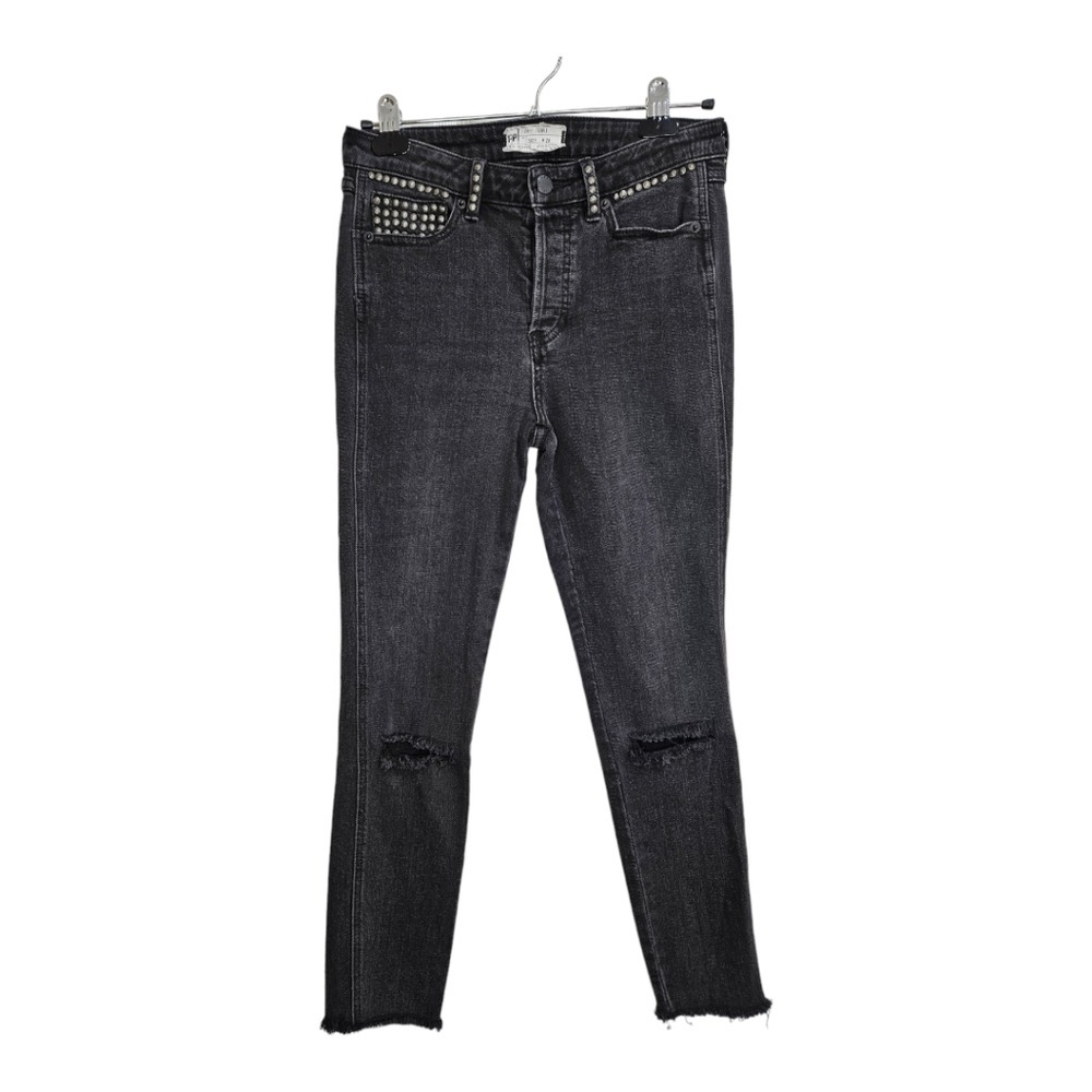 Free People Women Black Jeans 28 Studded Distressed Skinny Denim Boho Rocker